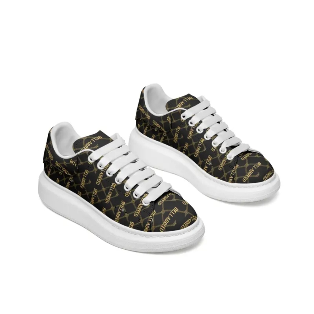 Chic Black and Gold Logo Sneakers